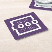 プロモカスタムニョントビジネスロゴ紫 スクエアペーパーコースター (アングル)