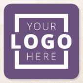 プロモカスタムニョントビジネスロゴ紫 スクエアペーパーコースター (正面)