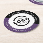 プロモカスタムニョントビジネスロゴ紫 ラウンドペーパーコースター (アングル)