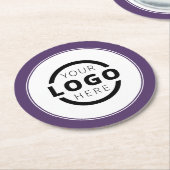 プロモカスタムニョントビジネスロゴ紫 ラウンドペーパーコースター (アングル)