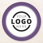 プロモカスタムニョントビジネスロゴ紫 ラウンドペーパーコースター (正面)