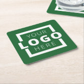 プロモカスタムネーションビジネスロゴのブランド緑 スクエアペーパーコースター (アングル)