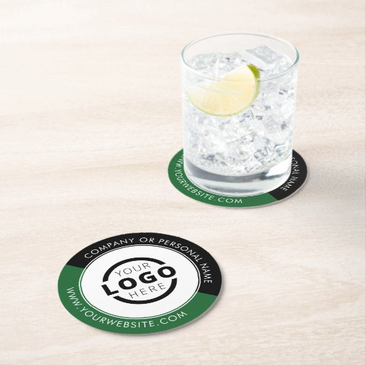プロモカスタムネーションビジネスロゴのブランド緑 ラウンドペーパーコースター (インサイチュ)