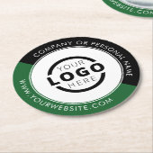 プロモカスタムネーションビジネスロゴのブランド緑 ラウンドペーパーコースター (アングル)