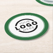 プロモカスタムネーションビジネスロゴのブランド緑 ラウンドペーパーコースター (アングル)