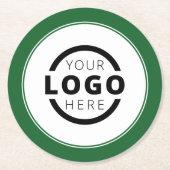 プロモカスタムネーションビジネスロゴのブランド緑 ラウンドペーパーコースター (正面)