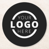 プロモカスタムネーションビジネスロゴブランドブラック ラウンドペーパーコースター (正面)