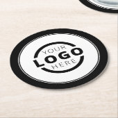 プロモカスタムネーションビジネスロゴブランドブラック ラウンドペーパーコースター (アングル)