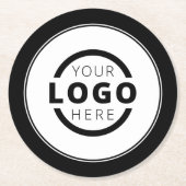 プロモカスタムネーションビジネスロゴブランドブラック ラウンドペーパーコースター (正面)