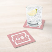 プロモカスタムノビジネスロゴブランドピンク スクエアペーパーコースター (インサイチュ)