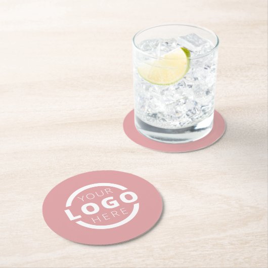 プロモカスタムノビジネスロゴブランドピンク ラウンドペーパーコースター (インサイチュ)