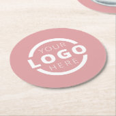 プロモカスタムノビジネスロゴブランドピンク ラウンドペーパーコースター (アングル)