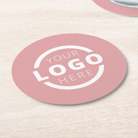 プロモカスタムノビジネスロゴブランドピンク ラウンドペーパーコースター (アングル)