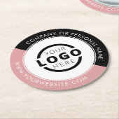 プロモカスタムノビジネスロゴブランドピンク ラウンドペーパーコースター (アングル)