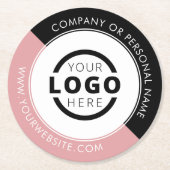 プロモカスタムノビジネスロゴブランドピンク ラウンドペーパーコースター (正面)