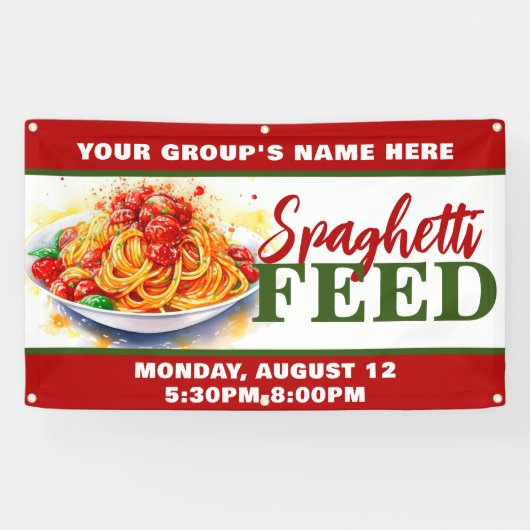プロモカスタムーションスパゲティ食べ物を与え資金レイザー 横断幕 (横)