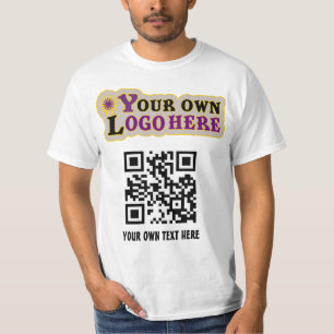 プロモカスタムーションQRコードとロゴ Tシャツ
