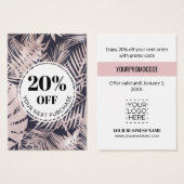 プロモコード熱帯海軍ブルーピンク割引カード (正面&裏面)