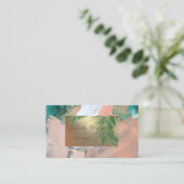 プロモダンの水彩ヤシの葉 名刺 (スタンド正面)