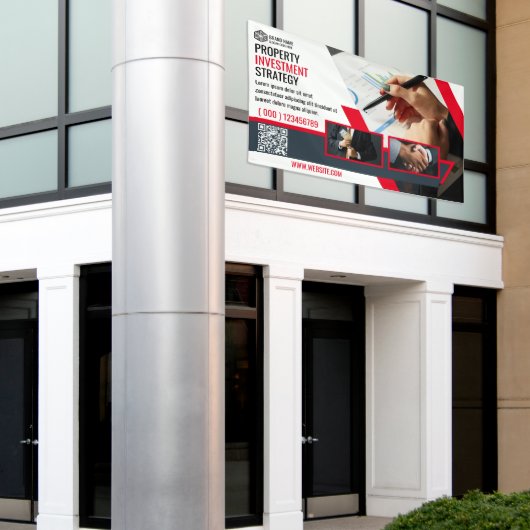 プロモバナーレッドテンプレート 横断幕 (ビルの外側)