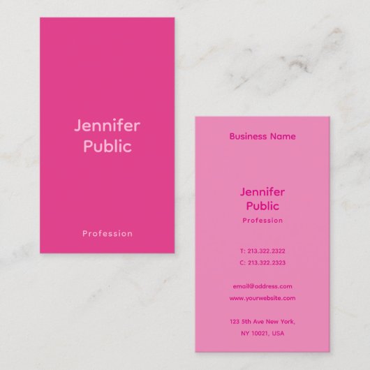プロモモダンエレガントノテンプレートホットピンク 名刺 (正面/裏面)