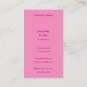 プロモモダンエレガントノテンプレートホットピンク 名刺 (裏面)