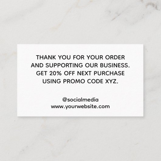 プロモモダンモコードのショッピングに感謝 割引カード (裏面)