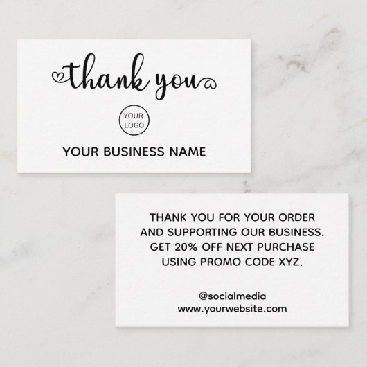 プロモモダンモコードのショッピングに感謝 割引カード (正面/裏面)