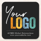 プロモーションアイテム最小限のロゴの追加 スクエアペーパーコースター (正面)