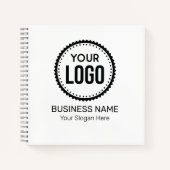 プロモーションカスタム付き会社のロゴとスローガン ノートブック (正面)