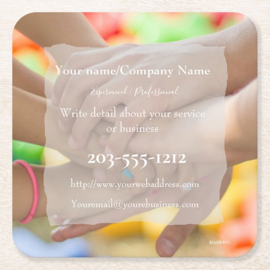 プロモーションコースターカスタマイズユー- HAMbyWG スクエアペーパーコースター (正面)