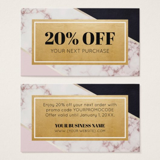 プロモーションコードカラーブロッククーポン割引カード (正面&裏面)