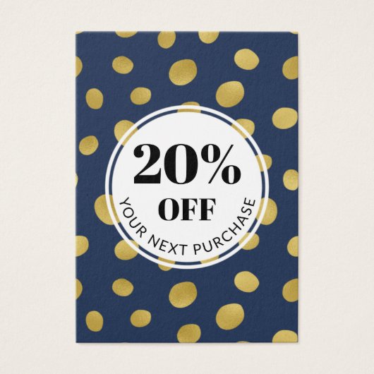 プロモーションコードネイビーブルー金ゴールドサークル割引カード (正面)