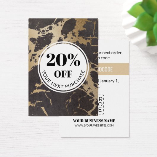 プロモーションコードブラック金ゴールド大理石割引カード (デスク)