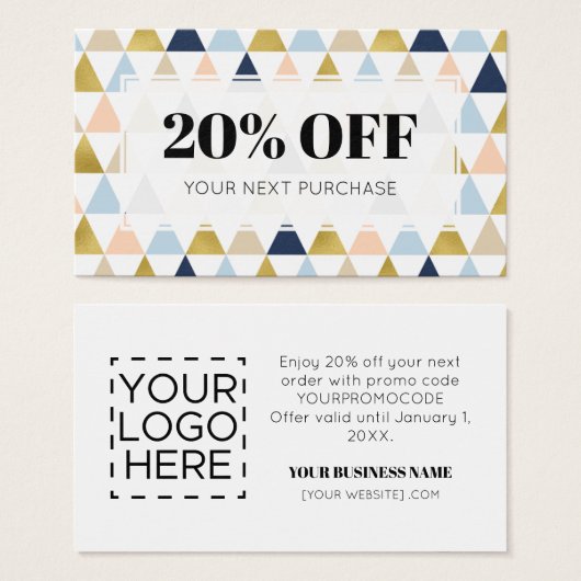 プロモーションコードモダン幾何割引カード (正面&裏面)