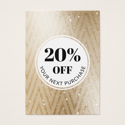 プロモーションコード金ゴールドシェブロンパターン割引カード (正面)