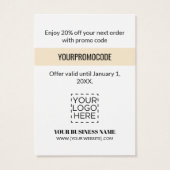 プロモーションコード金ゴールドトロピカルグリッター割引カード (裏面)