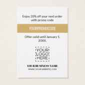 プロモーションコード金ゴールドフェイクグリッター割引カード (裏面)