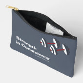 プロモーションジム モットー 一貫性の中の強さ グレー アクセサリーポーチ (見開き)