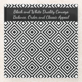 プロモーションスクリプト会社のタグライン黒と白 ガラスコースター