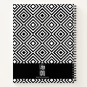 プロモーションスクリプト会社のタグライン黒と白 ノートブック (裏面)