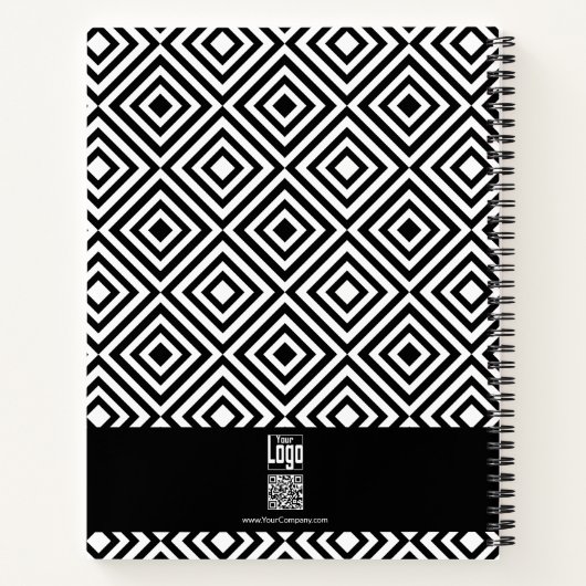 プロモーションスクリプト会社のタグライン黒と白 ノートブック (裏面)