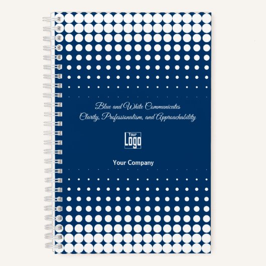 プロモーションハーフトーンブルーホワイトスモールビジネス ノートブック (正面)