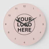 プロモーションビジネスロゴブランド赤面ピンク ラージ壁時計 (正面)