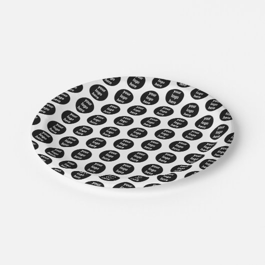 プロモーションビジネスロゴ白黒パターン ペーパープレート (アングル)