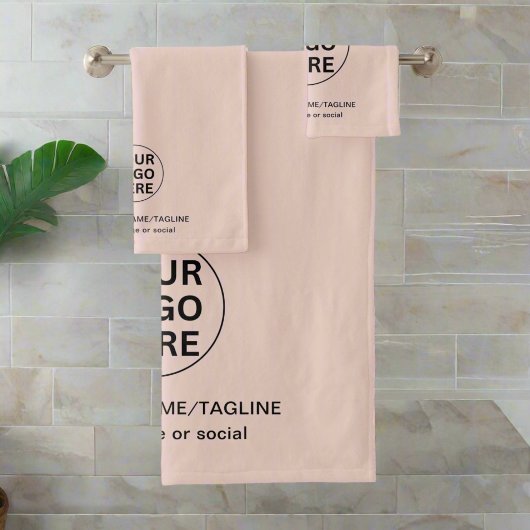 プロモーションビジネスロゴ&文字赤面ピンクブランド バスタオルセット