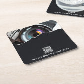 プロモーションフォトグラファーブラックスクエア紙Coas スクエアペーパーコースター (アングル)