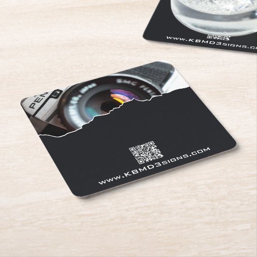 プロモーションフォトグラファーブラックスクエア紙Coas スクエアペーパーコースター (アングル)