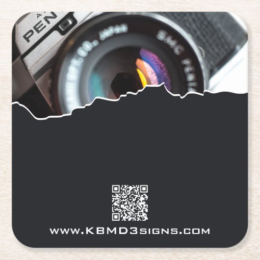 プロモーションフォトグラファーブラックスクエア紙Coas スクエアペーパーコースター (正面)