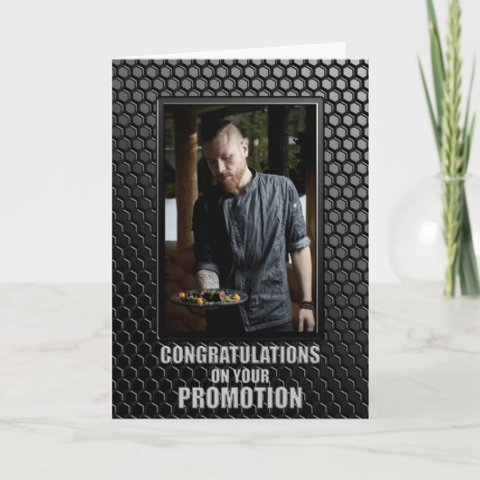 プロモーションブラック幾何学模様カスタム写真 カード (正面)